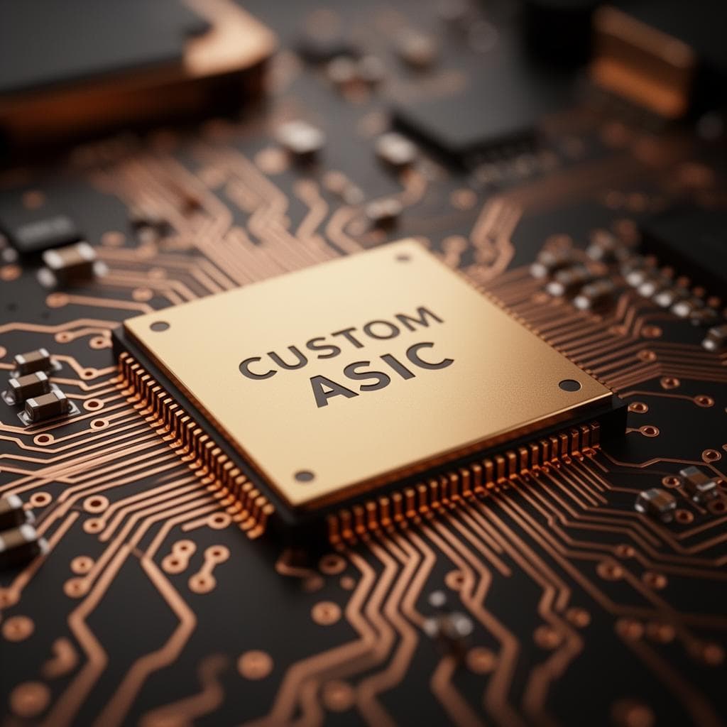 Custom ASIC semiconductor chip closeup